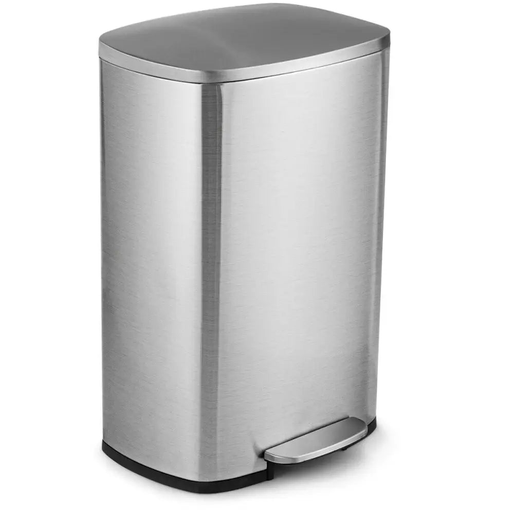 13.2 Gallon Stainless Steel Trash Garbage Can with Bucket - Silver - Kitchen Trash Cans