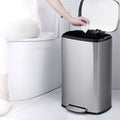 13.2 Gallon Stainless Steel Trash Garbage Can with Bucket - Silver - Kitchen Trash Cans