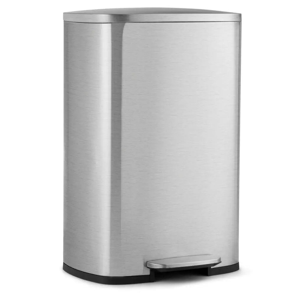 13.2 Gallon Stainless Steel Trash Garbage Can with Bucket - Silver - Kitchen Trash Cans