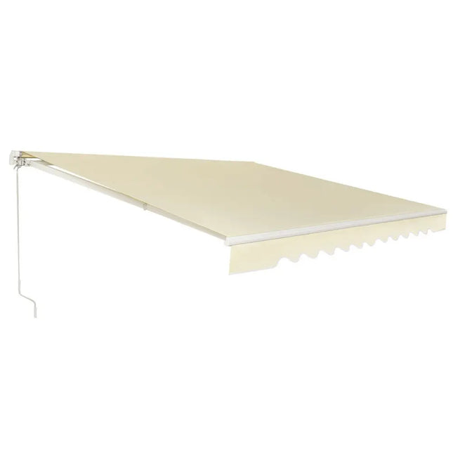 13 8 Feet Retractable Patio Awning Aluminum Deck Sunshade-Beige - Beige - Canopies