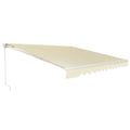 13 8 Feet Retractable Patio Awning Aluminum Deck Sunshade-Beige - Beige - Canopies