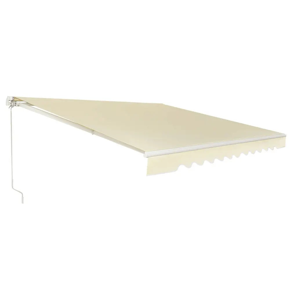 13 8 Feet Retractable Patio Awning Aluminum Deck Sunshade-Beige - Beige - Canopies
