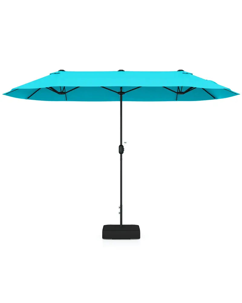 13 Feet Double-Sided Patio Twin Table Umbrella with Crank Handle-Turquoise - Turquoise - Outdoor Umbrellas