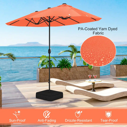 13 Feet Double-Sided Patio Twin Table Umbrella with Crank Handle-Orange - Orange - Outdoor Umbrellas