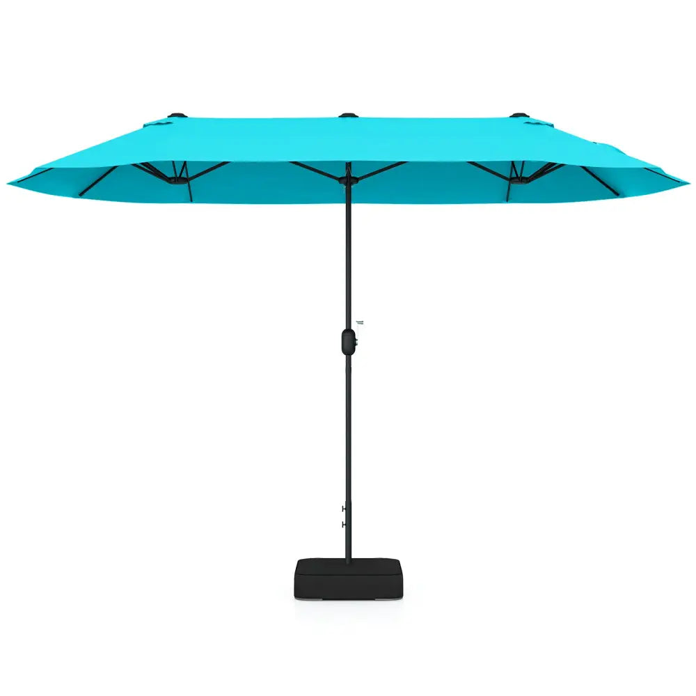 13 Feet Double-Sided Patio Twin Table Umbrella with Crank Handle-Turquoise - Turquoise - Outdoor Umbrellas