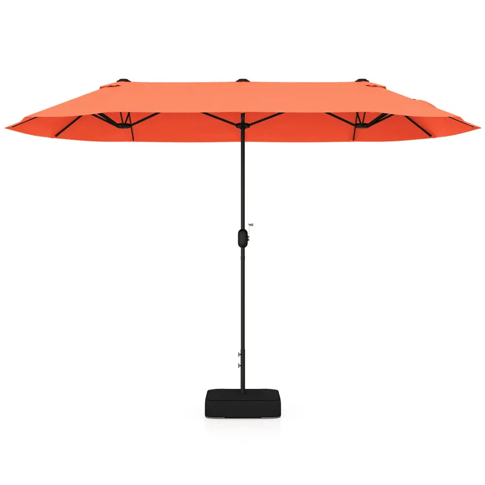 13 Feet Double-Sided Patio Twin Table Umbrella with Crank Handle-Orange - Orange - Outdoor Umbrellas