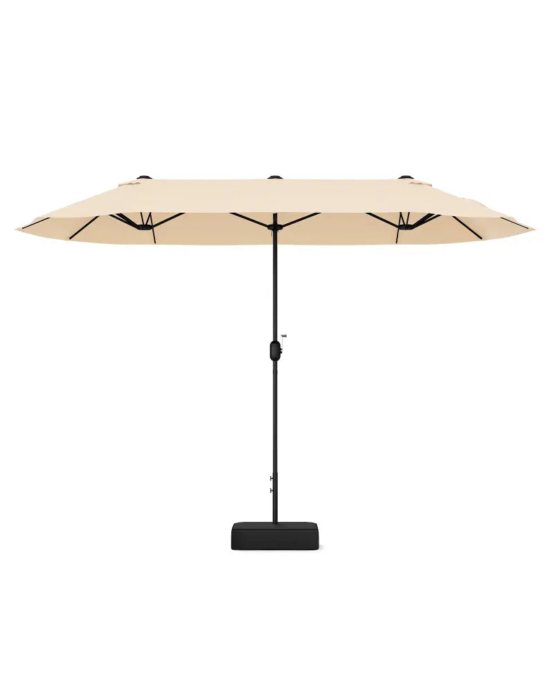 13 Feet Double-Sided Patio Twin Table Umbrella with Crank Handle-Beige - Beige - Outdoor Umbrellas