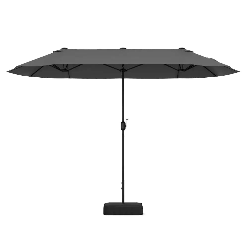 13 Feet Double-Sided Patio Twin Table Umbrella with Crank Handle-Gray - Gray - Outdoor Umbrellas