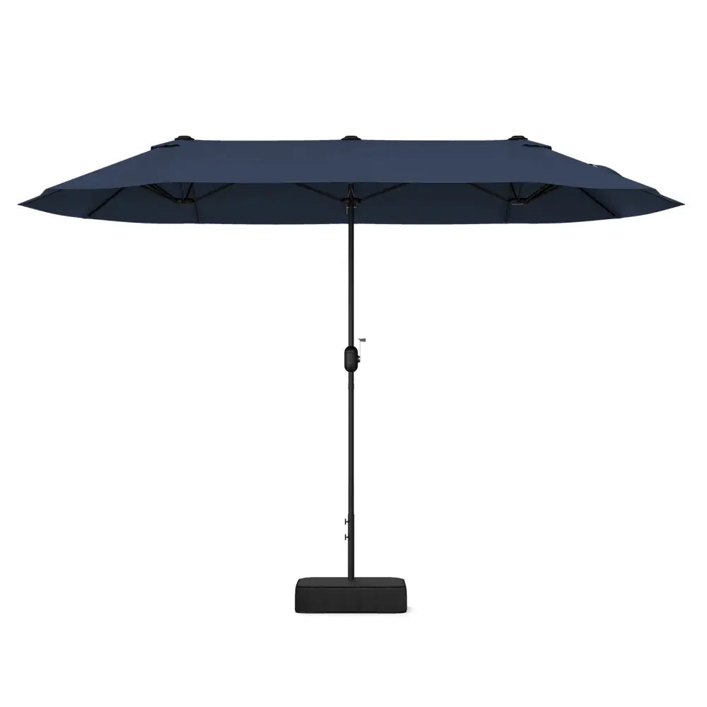 13 Feet Double-Sided Patio Twin Table Umbrella with Crank Handle-Navy - Navy - Outdoor Umbrellas