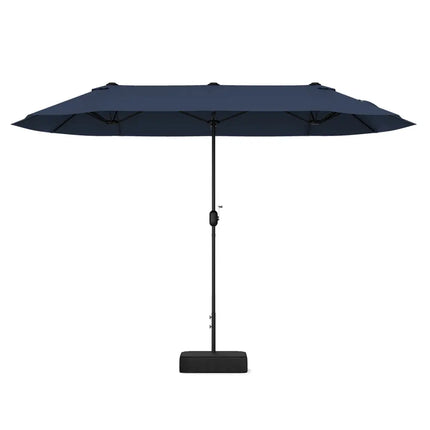 13 Feet Double-Sided Patio Twin Table Umbrella with Crank Handle-Navy - Navy - Outdoor Umbrellas