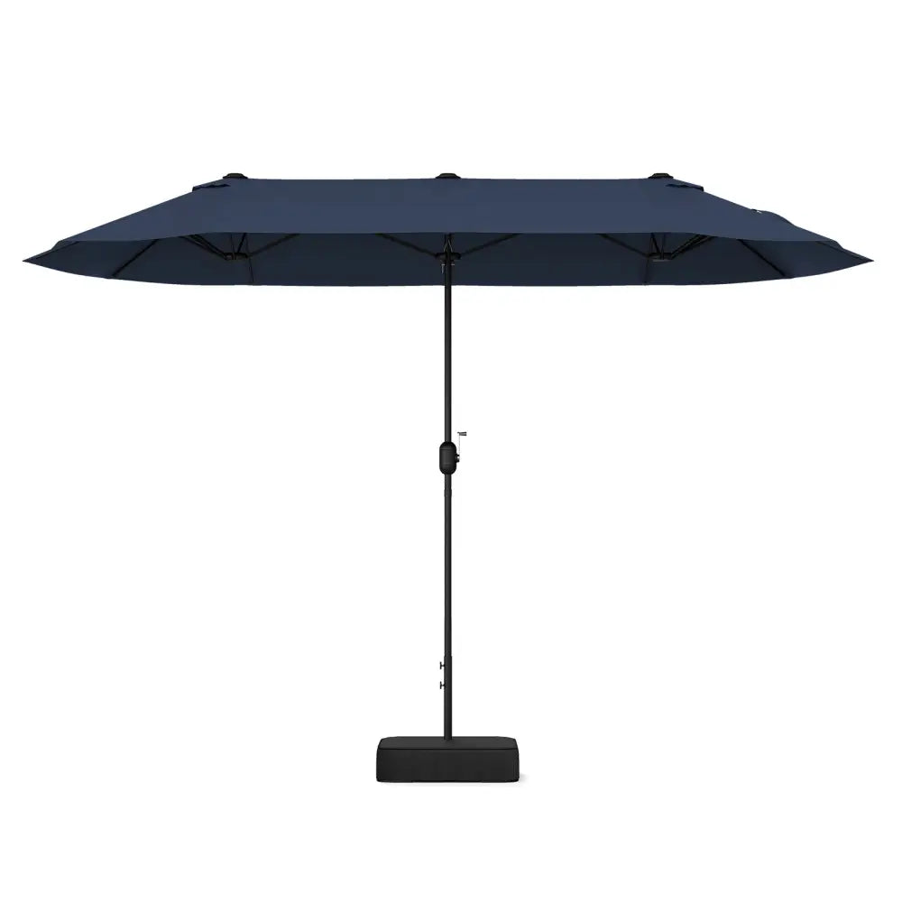 13 Feet Double-Sided Patio Twin Table Umbrella with Crank Handle-Navy - Navy - Outdoor Umbrellas