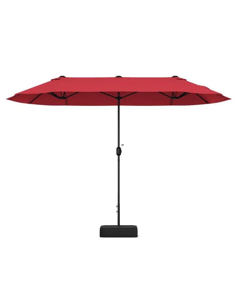 13 Feet Double-Sided Patio Twin Table Umbrella with Crank Handle-Wine - Wine - Outdoor Umbrellas