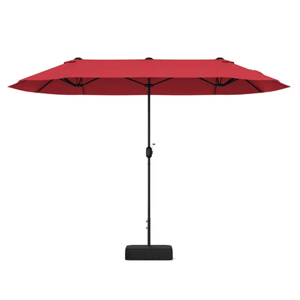 13 Feet Double-Sided Patio Twin Table Umbrella with Crank Handle-Wine - Wine - Outdoor Umbrellas