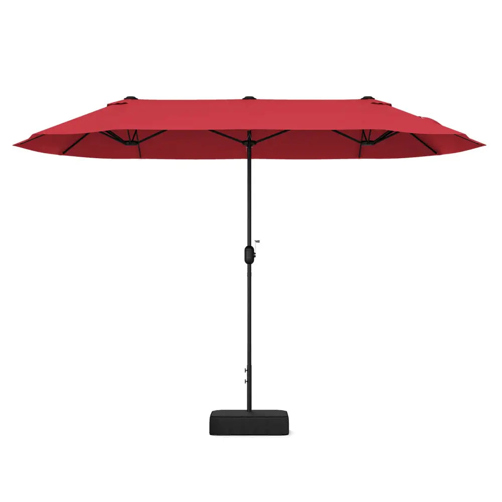 13 Feet Double-Sided Patio Twin Table Umbrella with Crank Handle-Wine - Wine - Outdoor Umbrellas