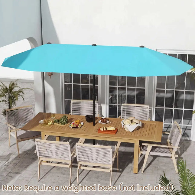 13 Feet Large Patio Umbrella Outdoor Double-Sided Table Market Umbrella with Crank Handle-Turquoise - Turquoise