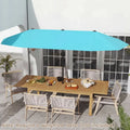 13 Feet Large Patio Umbrella Outdoor Double-Sided Table Market Umbrella with Crank Handle-Turquoise - Turquoise