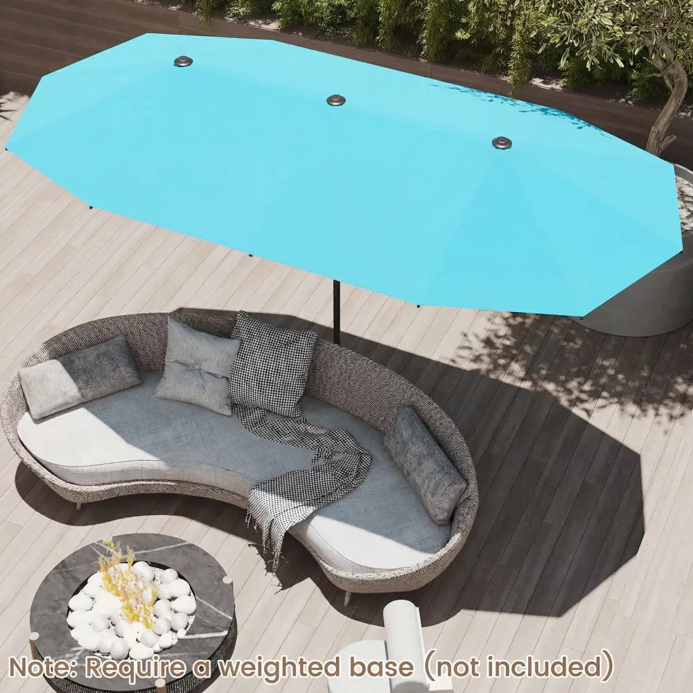 13 Feet Large Patio Umbrella Outdoor Double-Sided Table Market Umbrella with Crank Handle-Turquoise - Turquoise