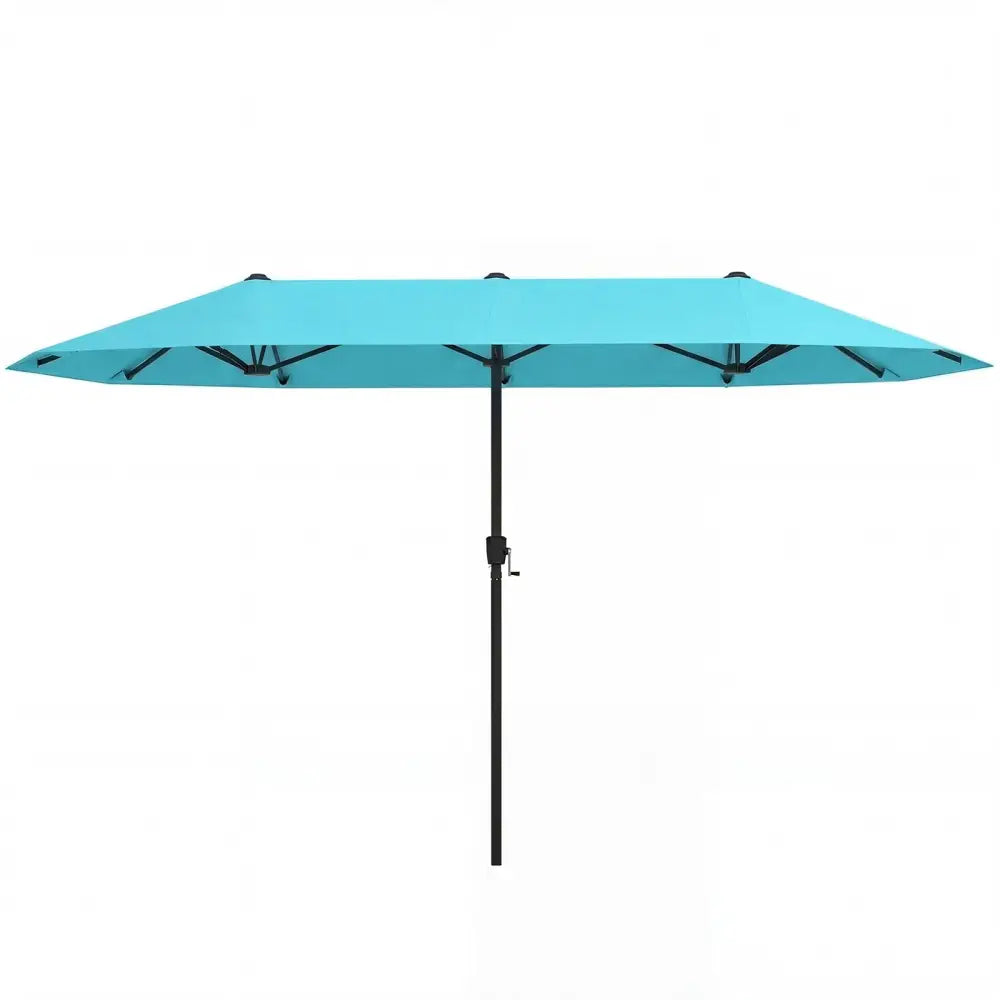 13 Feet Large Patio Umbrella Outdoor Double-Sided Table Market Umbrella with Crank Handle-Turquoise - Turquoise