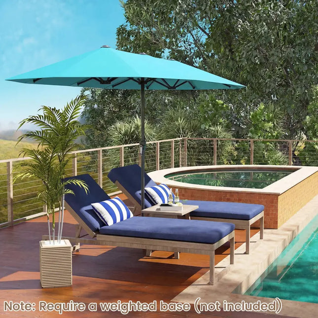 13 Feet Large Patio Umbrella Outdoor Double-Sided Table Market Umbrella with Crank Handle-Turquoise - Turquoise