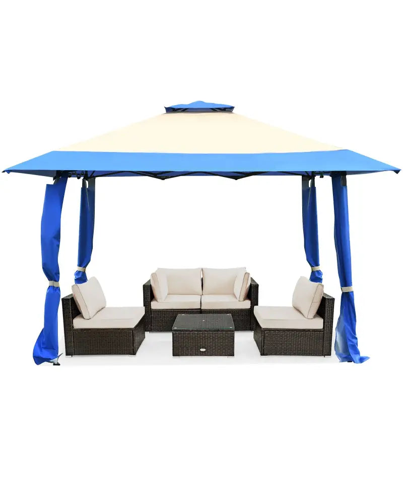 13 Feet x 13 Feet Pop Up Canopy Tent Instant Outdoor Folding Canopy Shelter-Blue - Blue - Gazebos
