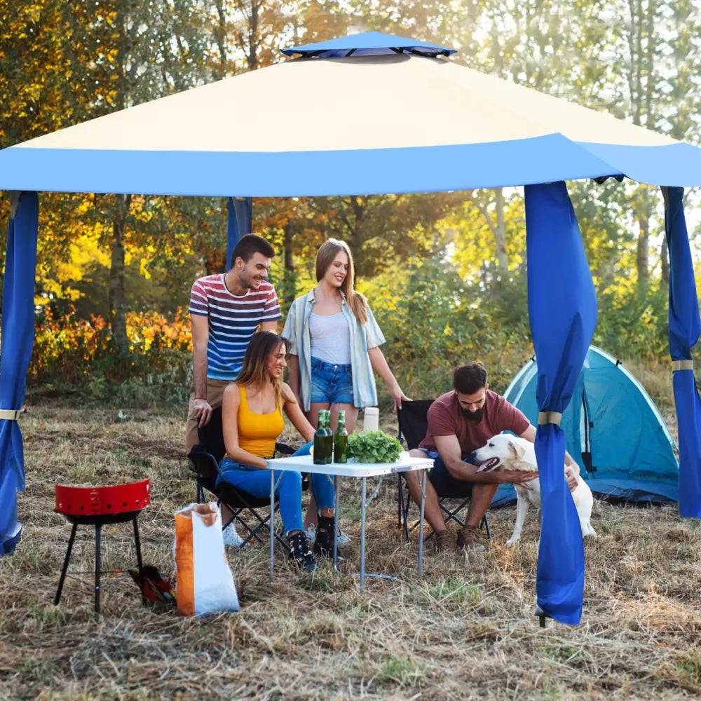 13 Feet x 13 Feet Pop Up Canopy Tent Instant Outdoor Folding Canopy Shelter-Blue - Blue - Gazebos