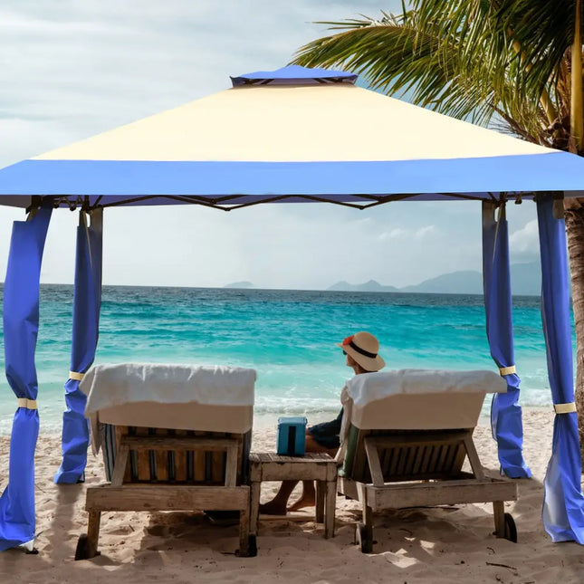 13 Feet x 13 Feet Pop Up Canopy Tent Instant Outdoor Folding Canopy Shelter-Blue - Blue - Gazebos