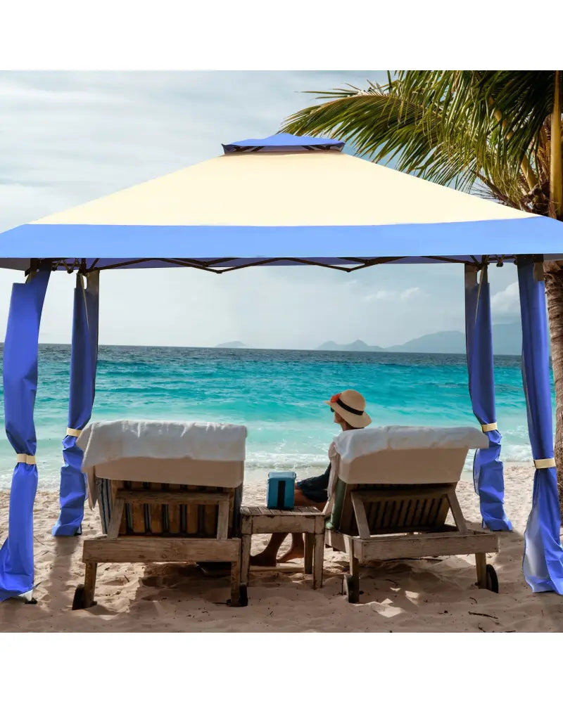 13 Feet x 13 Feet Pop Up Canopy Tent Instant Outdoor Folding Canopy Shelter-Blue - Blue - Gazebos