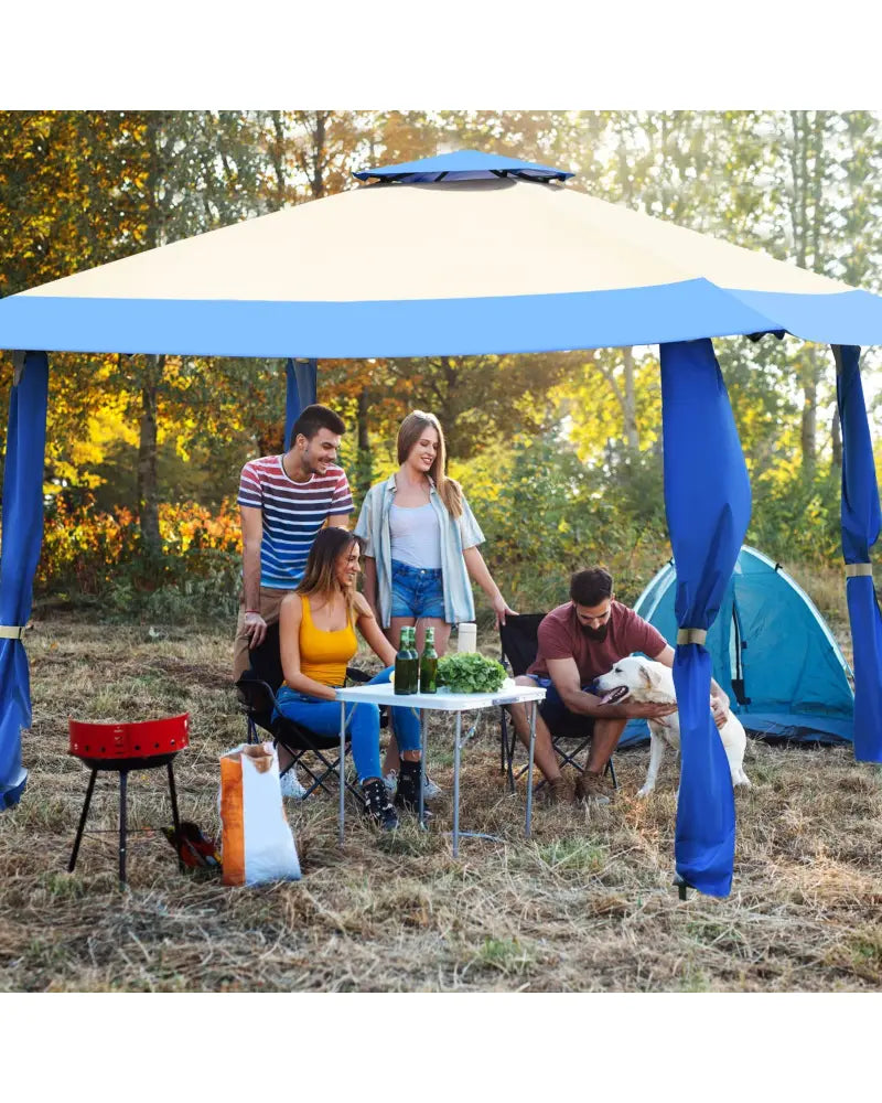 13 Feet x 13 Feet Pop Up Canopy Tent Instant Outdoor Folding Canopy Shelter-Blue - Blue - Gazebos