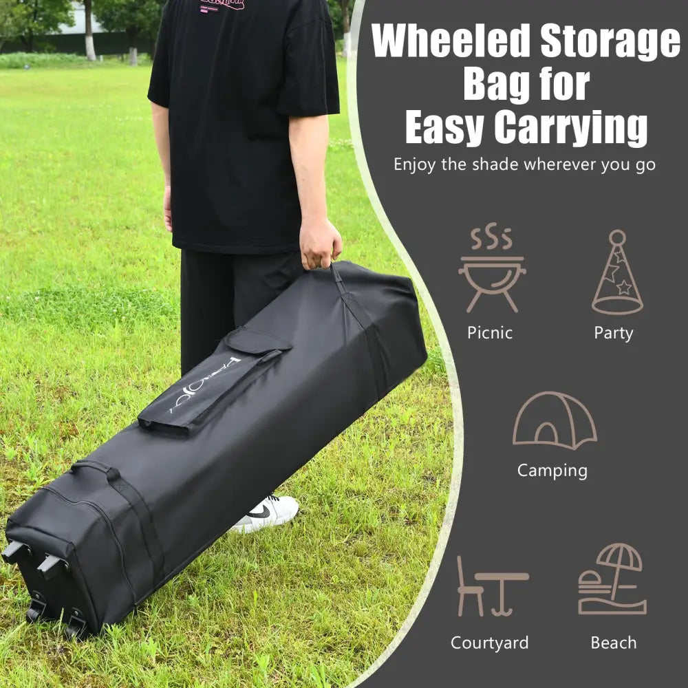 13 Feet x 13 Feet Pop Up Canopy Tent Instant Outdoor Folding Canopy Shelter-Brown - Brown - Gazebos