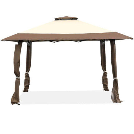 13 Feet x 13 Feet Pop Up Canopy Tent Instant Outdoor Folding Canopy Shelter-Brown - Brown - Gazebos