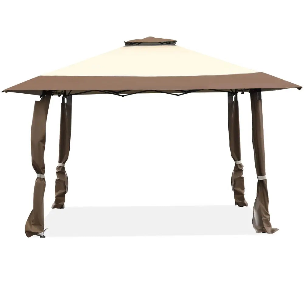 13 Feet x 13 Feet Pop Up Canopy Tent Instant Outdoor Folding Canopy Shelter-Brown - Brown - Gazebos
