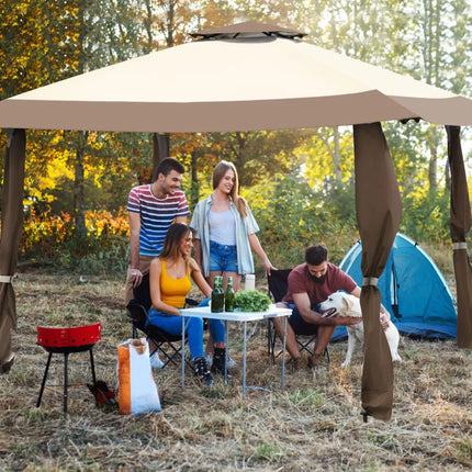 13 Feet x 13 Feet Pop Up Canopy Tent Instant Outdoor Folding Canopy Shelter-Brown - Brown - Gazebos