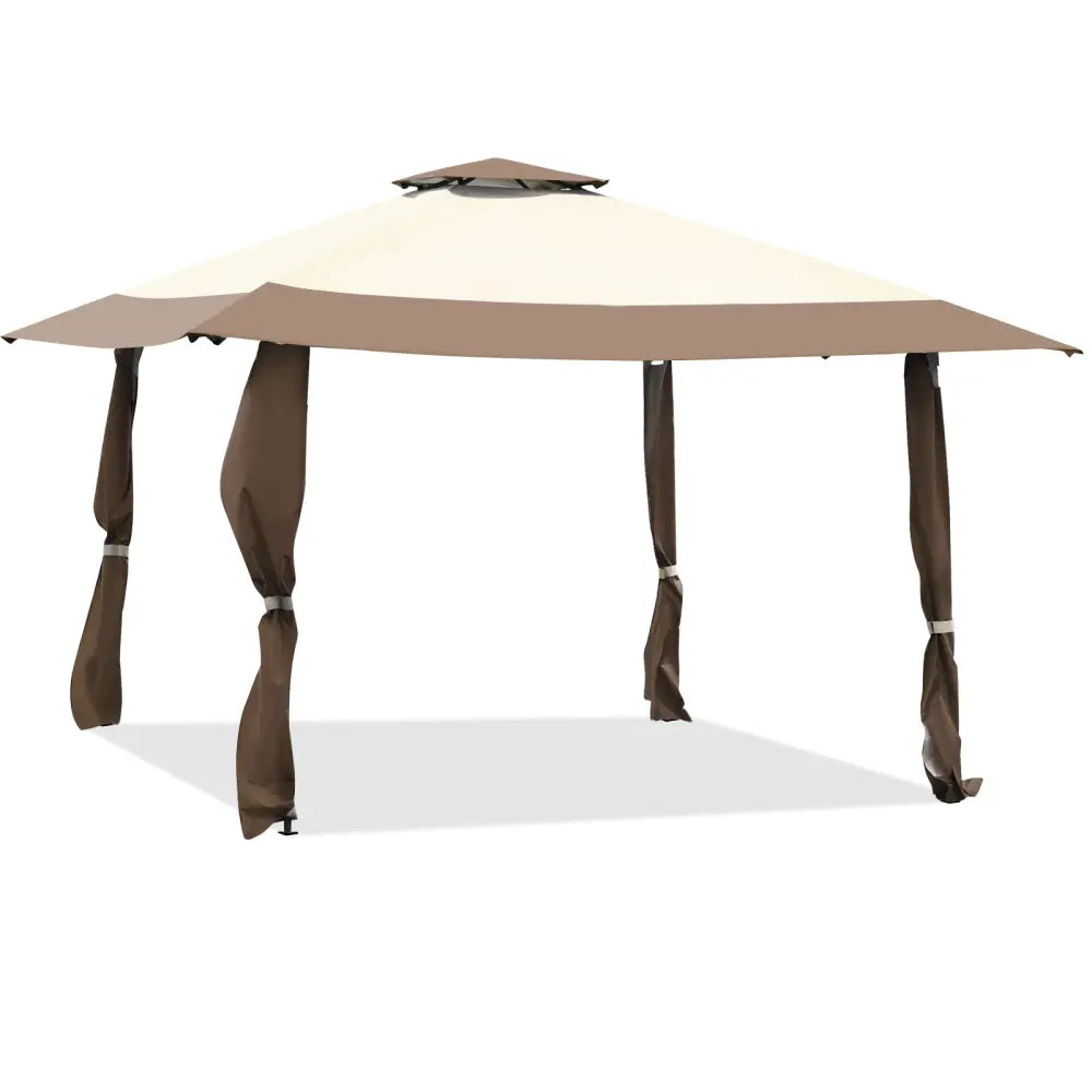 13 Feet x 13 Feet Pop Up Canopy Tent Instant Outdoor Folding Canopy Shelter-Brown - Brown - Gazebos