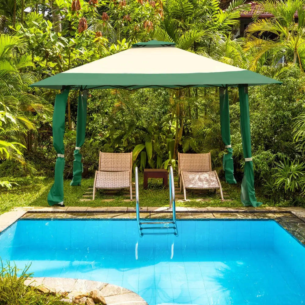 13 Feet x 13 Feet Pop Up Canopy Tent Instant Outdoor Folding Canopy Shelter-Green - Green - Gazebos