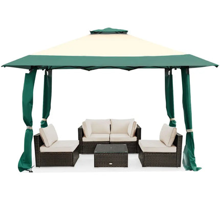 13 Feet x 13 Feet Pop Up Canopy Tent Instant Outdoor Folding Canopy Shelter-Green - Green - Gazebos