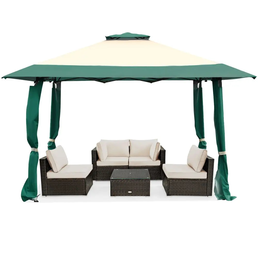 13 Feet x 13 Feet Pop Up Canopy Tent Instant Outdoor Folding Canopy Shelter-Green - Green - Gazebos
