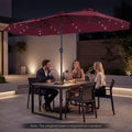 13 FT Double-Sided Patio Umbrella Large Rectangle Market Umbrella with 36 LED Lights-Wine - Wine - Outdoor Umbrellas
