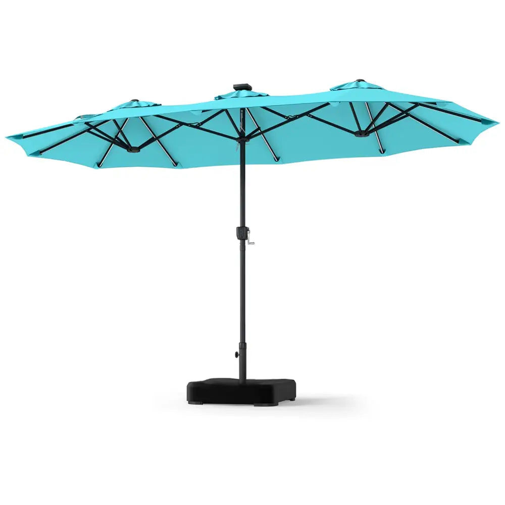 13 FT Double-Sided Patio Umbrella with 108 LED Lights and Base Included-Turquoise - Turquoise - Outdoor Umbrellas