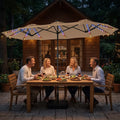 13 FT Double-Sided Patio Umbrella with 108 LED Lights and Base Included-Tan - Tan - Outdoor Umbrellas