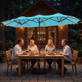 13 FT Double-Sided Patio Umbrella with 108 LED Lights and Base Included-Turquoise - Turquoise - Outdoor Umbrellas