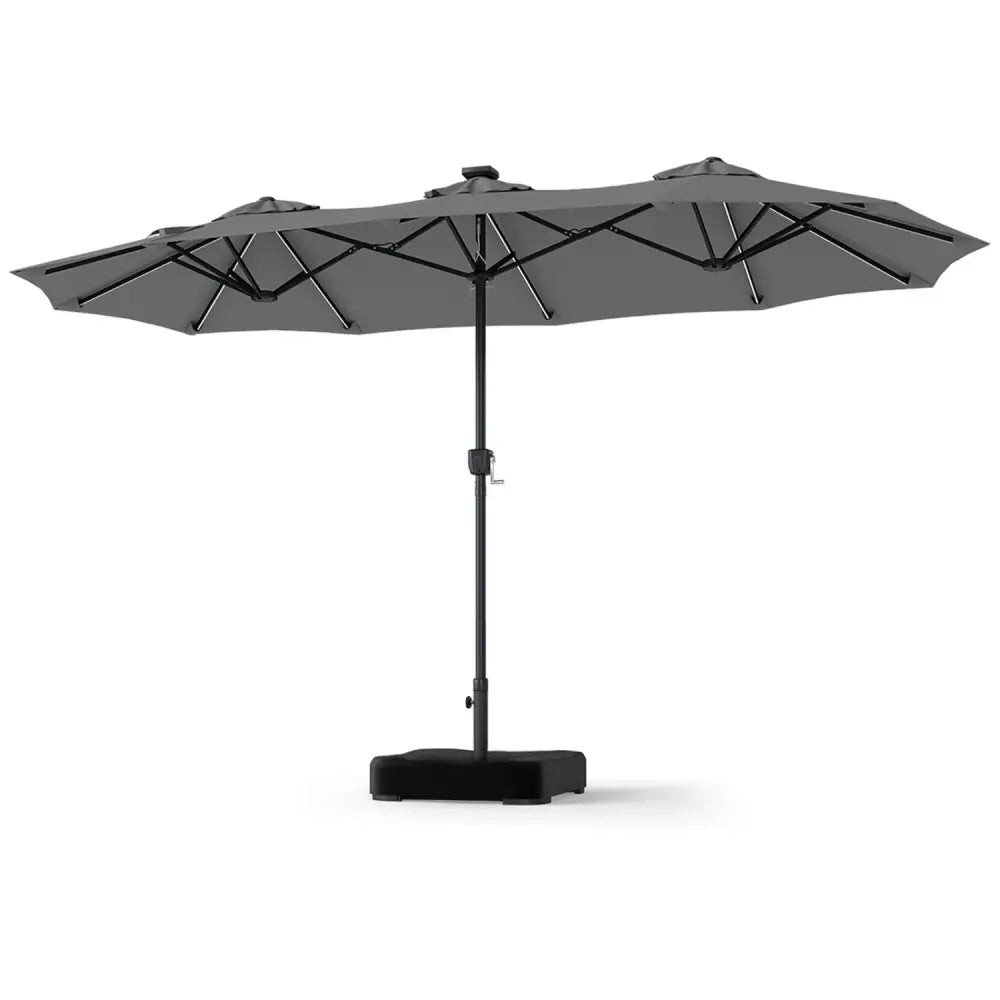 13 FT Double-Sided Patio Umbrella with 108 LED Lights and Base Included-Gray - Gray - Outdoor Umbrellas