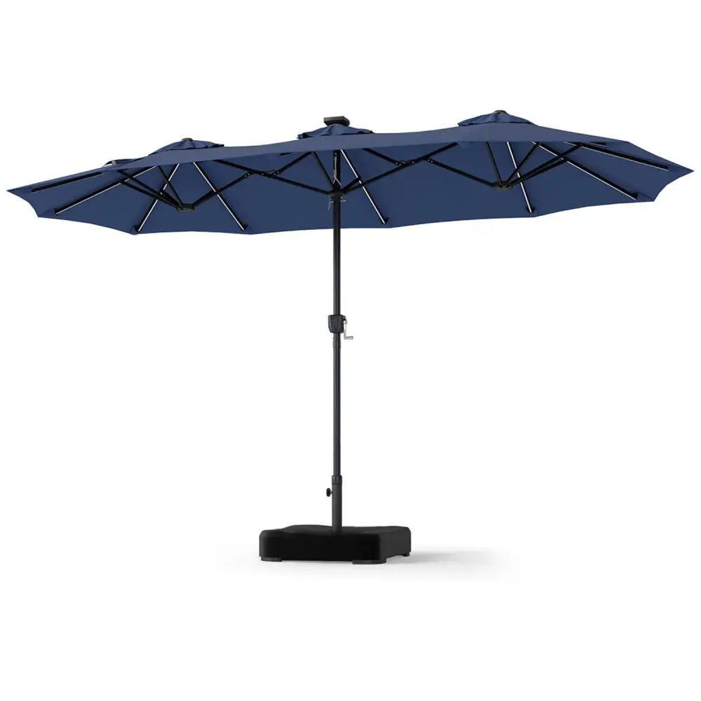 13 FT Double-Sided Patio Umbrella with 108 LED Lights and Base Included-Navy - Navy - Outdoor Umbrellas