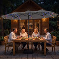 13 FT Double-Sided Patio Umbrella with 108 LED Lights and Base Included-Gray - Gray - Outdoor Umbrellas