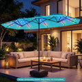 13 FT Double-Sided Patio Umbrella with Color-Changing Flowing Solar LED Lights-Turquoise - Turquoise - Outdoor Umbrellas