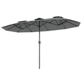 13 FT Double-Sided Patio Umbrella with Color-Changing Flowing Solar LED Lights-Gray - Gray - Outdoor Umbrellas