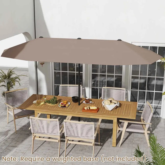13 FT Large Patio Umbrella Outdoor Double-Sided Table Market Umbrella with Crank Handle-Coffee - Coffee - Outdoor