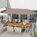 13 FT Large Patio Umbrella Outdoor Double-Sided Table Market Umbrella with Crank Handle-Coffee - Coffee - Outdoor