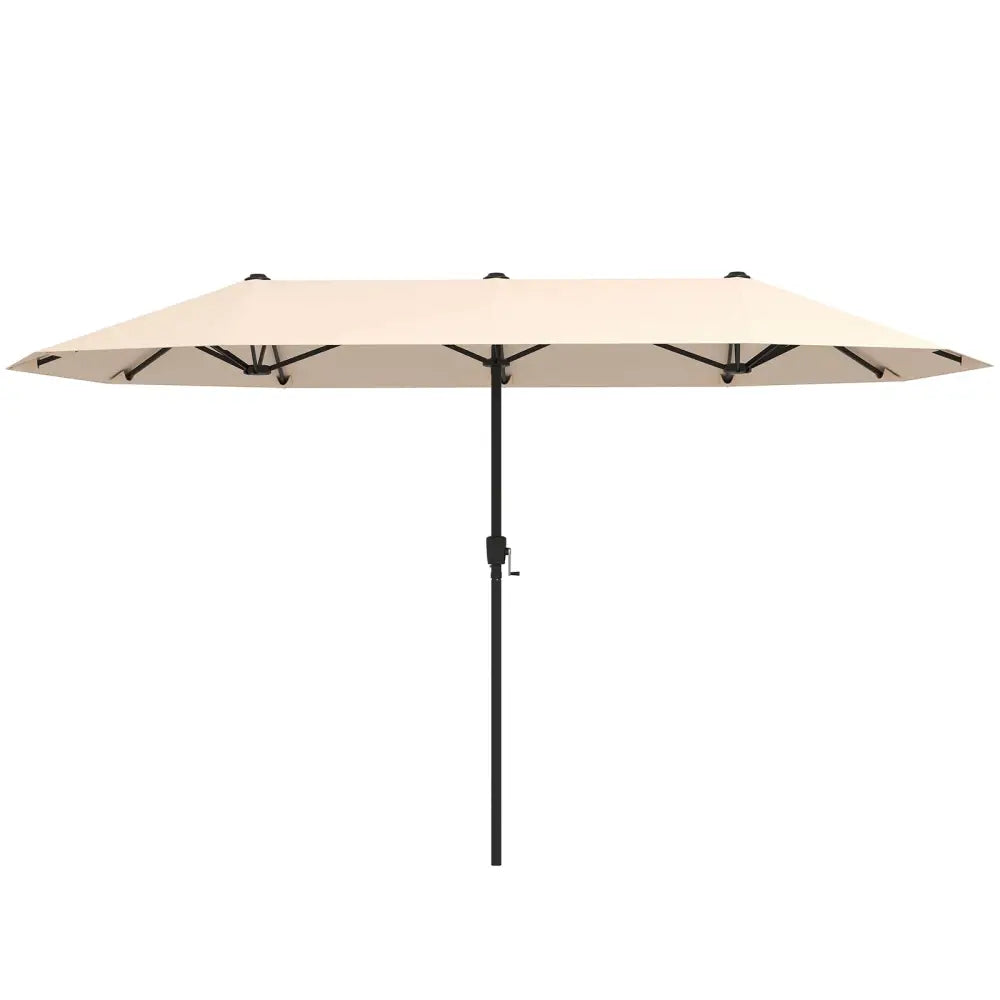 13 FT Large Patio Umbrella Outdoor Double-Sided Table Market Umbrella with Crank Handle-Beige - Beige - Outdoor