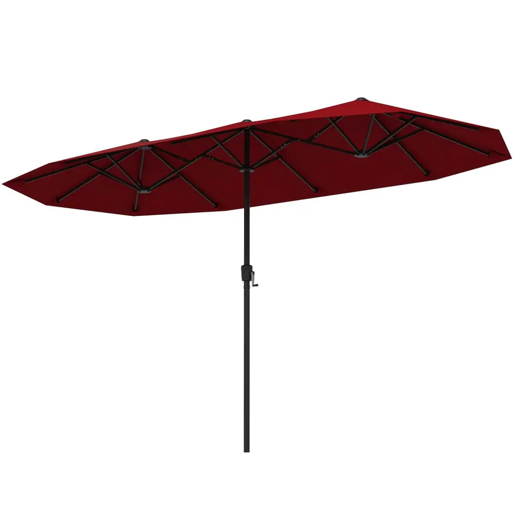 13 FT Large Patio Umbrella Outdoor Double-Sided Table Market Umbrella with Crank Handle-Red - Red - Outdoor Umbrellas