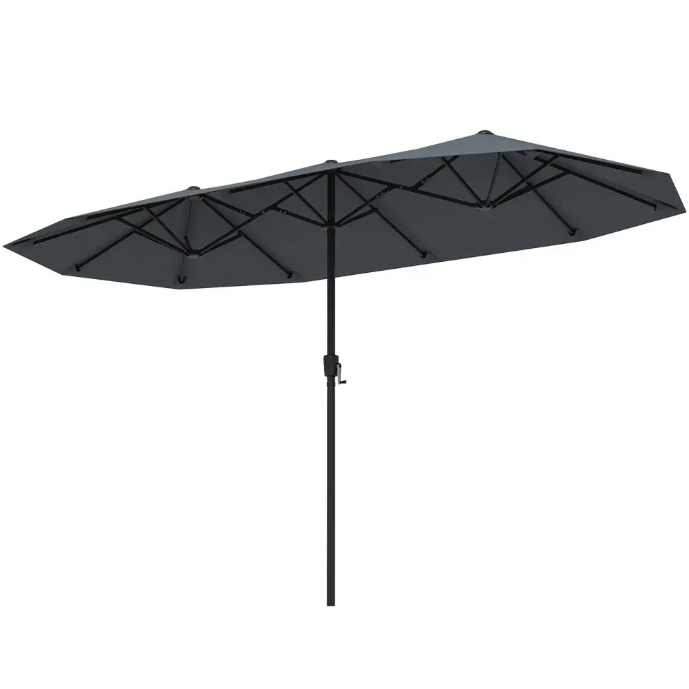13 FT Large Patio Umbrella Outdoor Double-Sided Table Market Umbrella with Crank Handle-Gray - Gray - Outdoor Umbrellas